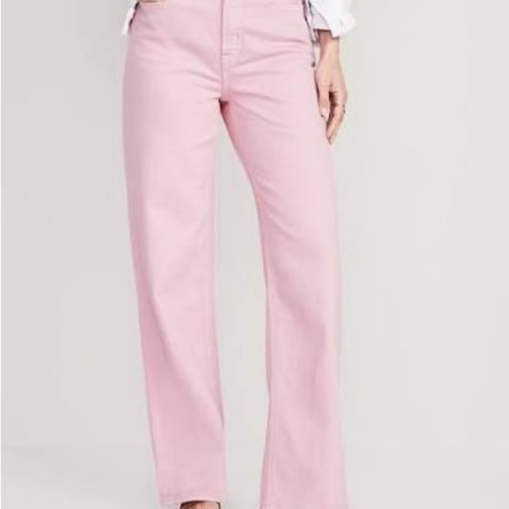 Old Navy Women's Light Pink Wide Leg Jeans